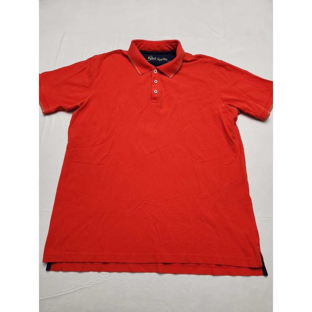 Robert Graham Shirt Mens XL Red Polo Cotton Embroidered Trim Golf Casual Knit